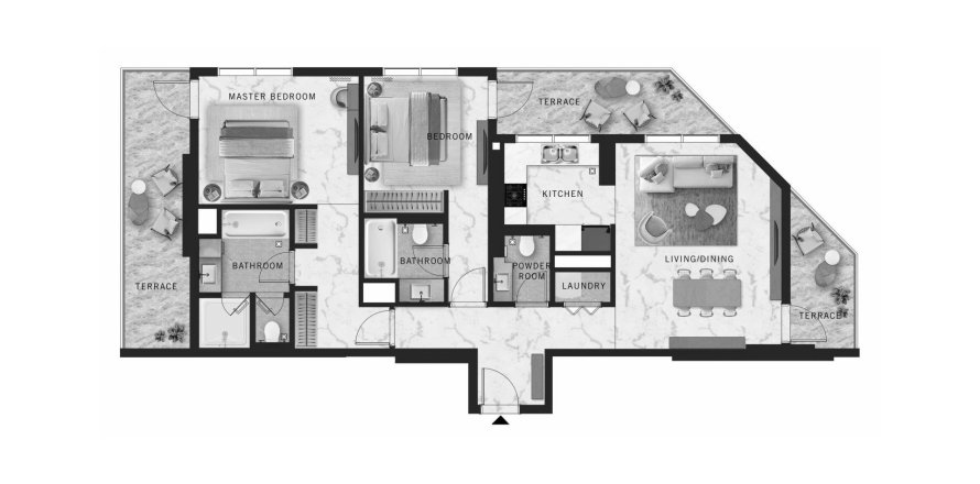 2 bedrooms Apartment floor plan «2BR» in DoubleTree by Hilton Residences