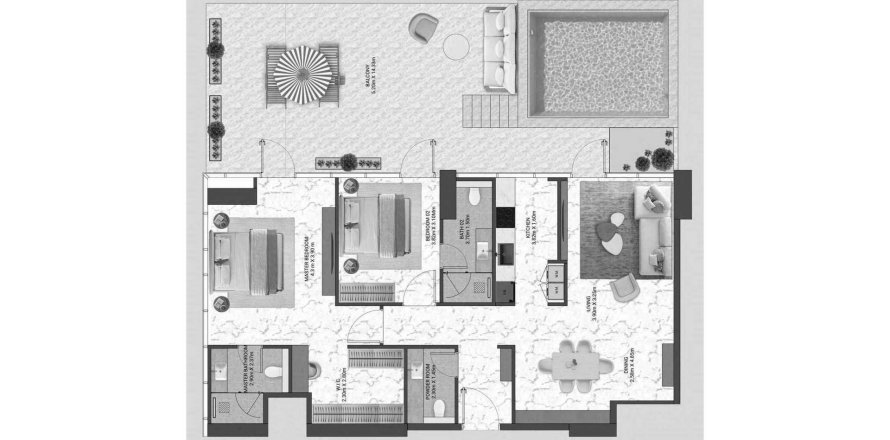 2 bedrooms Apartment floor plan «2 bedrooms» in V-Suites by Anax