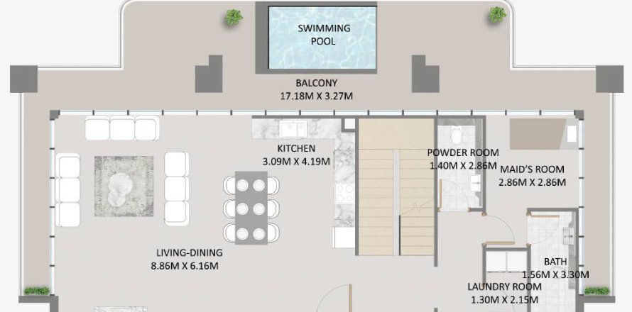 Duplex de 3 chambres à Primero Residences Al Furjan, UAE No. 97853