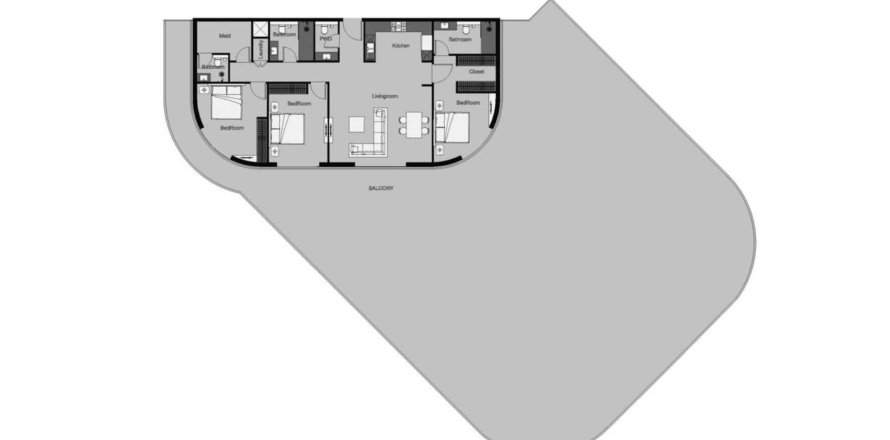 3 غرف نوم شقة مخطط الطابق «3BR-28» في SAMANA CALIFORNIA