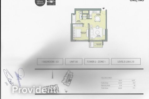 Apartment de 1 dormitorio en ACT ONE | ACT TWO TOWERS Downtown Dubai (Downtown Burj Dubai), UAE No. 96072 15