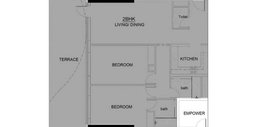 Планировка Квартиры «2BR» с 2 спальнями в ЖК VOLGA TOWER