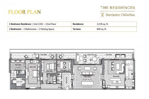Apartment de 2 dormitorios en DORCHESTER COLLECTION Dubai, UAE No. 94857 12