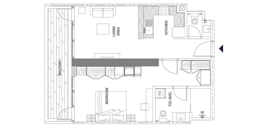 1 chambre Appartement plan d'étage «TYPE B2», MBL Signature