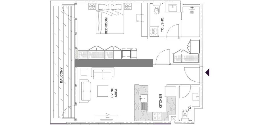 1 bedroom Apartment floor plan «TYPE B1» in MBL Signature