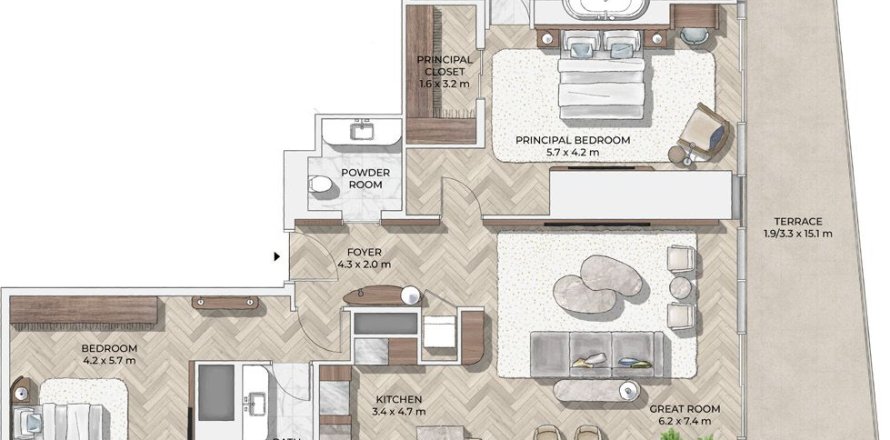 2 غرف نوم شقة في Mr.C Residences Downtown City Walk, الإمارات العربية المتحدة رقم 98173
