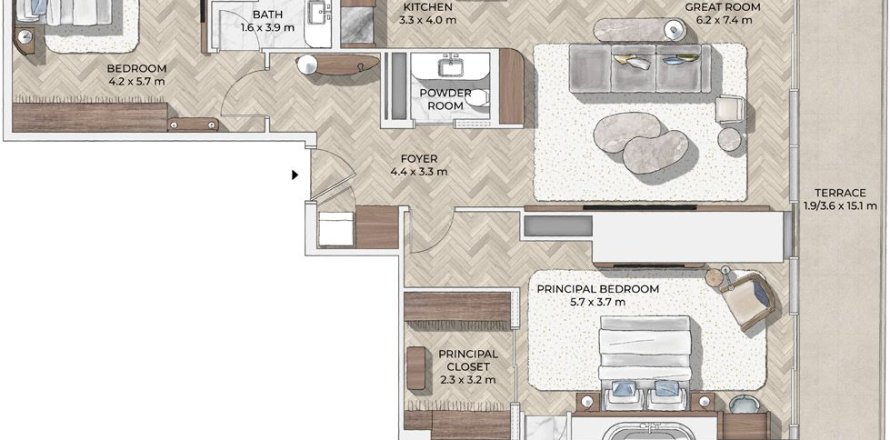 2 غرف نوم شقة في Mr.C Residences Downtown City Walk, الإمارات العربية المتحدة رقم 98172