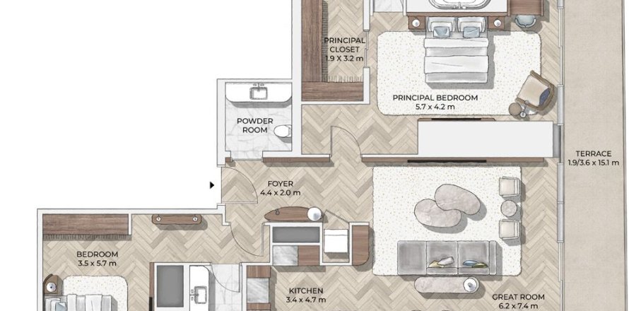 2 غرف نوم شقة في Mr.C Residences Downtown City Walk, الإمارات العربية المتحدة رقم 98174