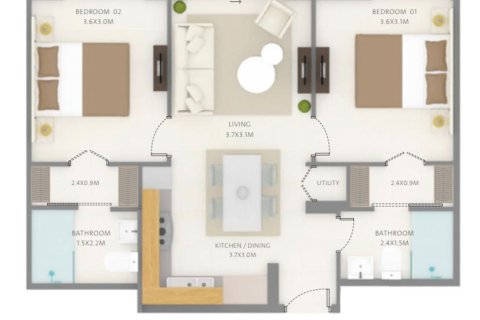 Apartment de 2 dormitorios en wasl gate, UAE No. 96173 25
