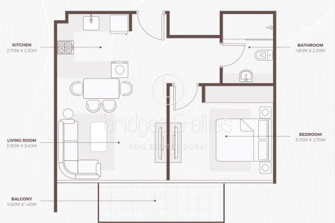 Apartment de 1 dormitorio en Dubai Studio City, UAE No. 102400 12