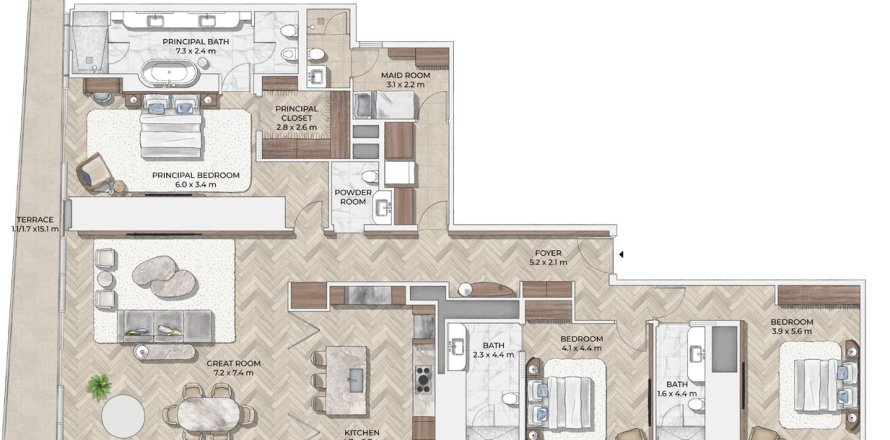 3 غرف نوم شقة في Mr.C Residences Downtown City Walk, الإمارات العربية المتحدة رقم 98178