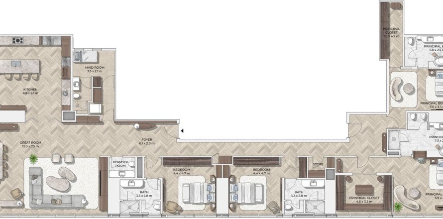 4 غرف نوم شقة في Mr.C Residences Downtown City Walk, الإمارات العربية المتحدة رقم 98180