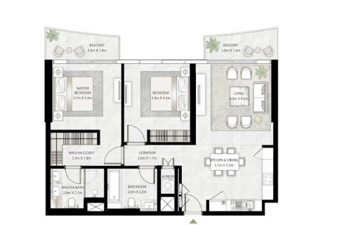 2 غرف نوم شقة في BEACH VISTA TOWER 2 EMAAR Beachfront, الإمارات العربية المتحدة رقم 96939 9