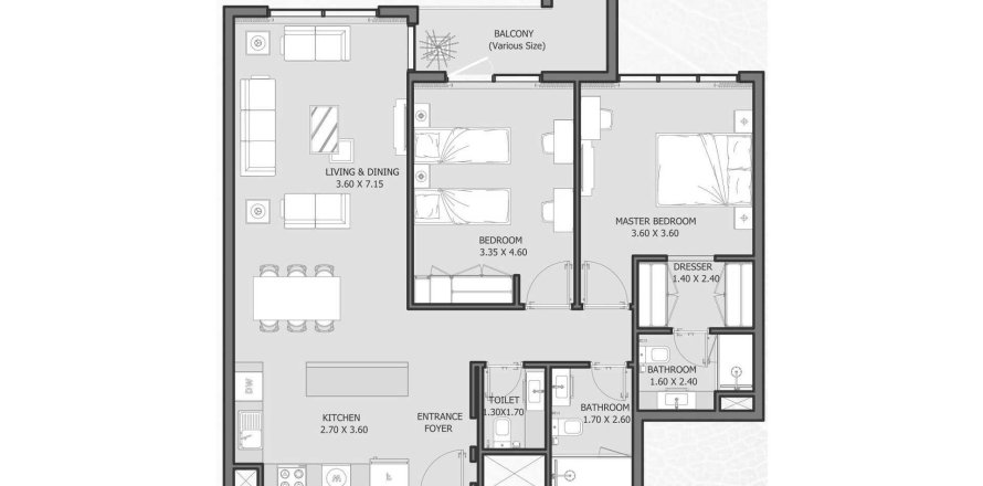 2 chambres Appartement plan d'étage «TYPE A», VERDANA 5