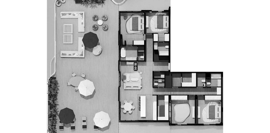4 bedrooms Apartment floor plan «4BR» in Nikki Beach Residences