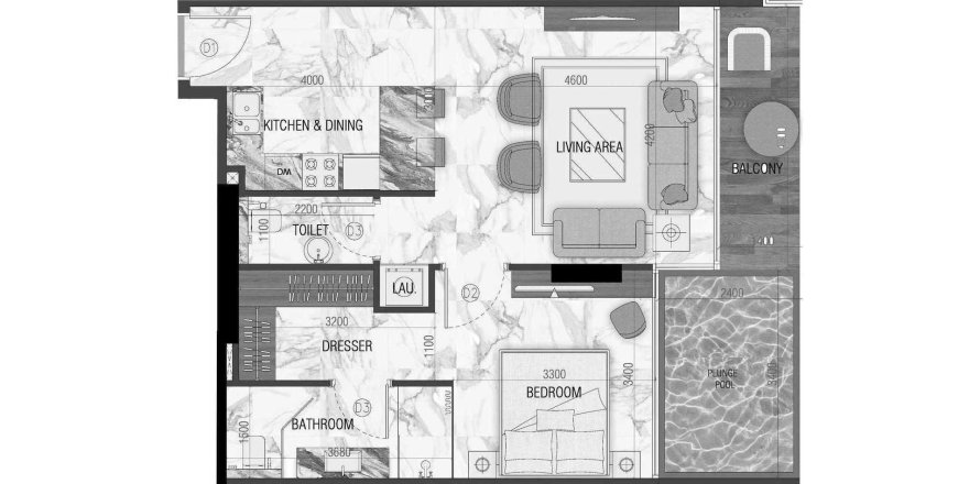 Duplex de 1 chambre à Sky Livings Jumeirah Village Circle, UAE No. 97862
