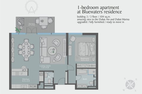 Apartment de 1 dormitorio en BLUEWATERS RESIDENCES Bluewaters, UAE No. 98031 4