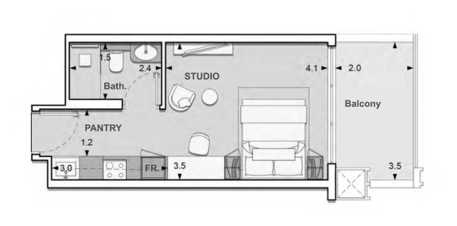Appartement plan d'étage «STUDIO», Lume Residence