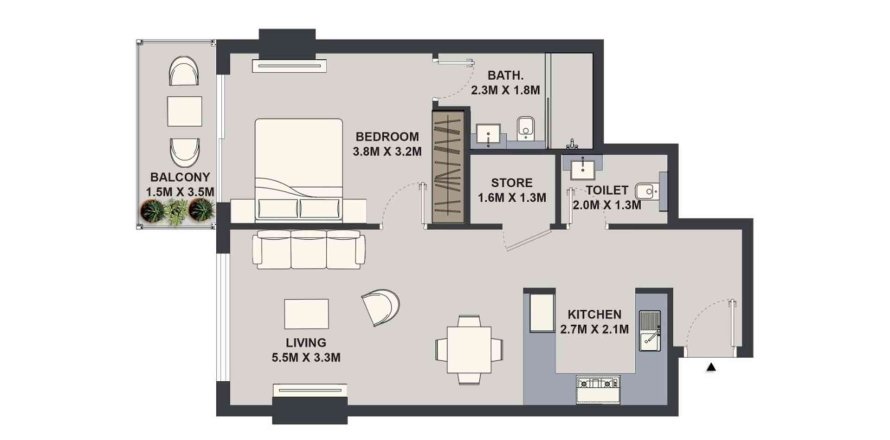 Apartment de 1 dormitorio en MAISON ELYSEE Jumeirah Village Circle, UAE No. 97848
